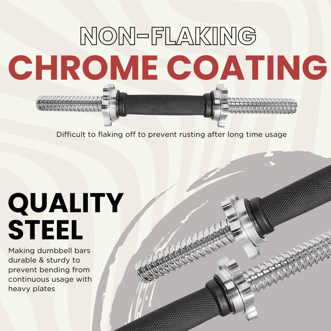 Threaded Dumbbell Handles/Adjustable Dumbbell Bar Handles - Fit 1 Inch Standard Weight Plate - Weightlifting Accessories - Sold in Pair