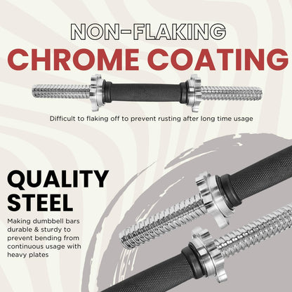 Threaded Dumbbell Handles/Adjustable Dumbbell Bar Handles - Fit 1 Inch Standard Weight Plate - Weightlifting Accessories - Sold in Pair