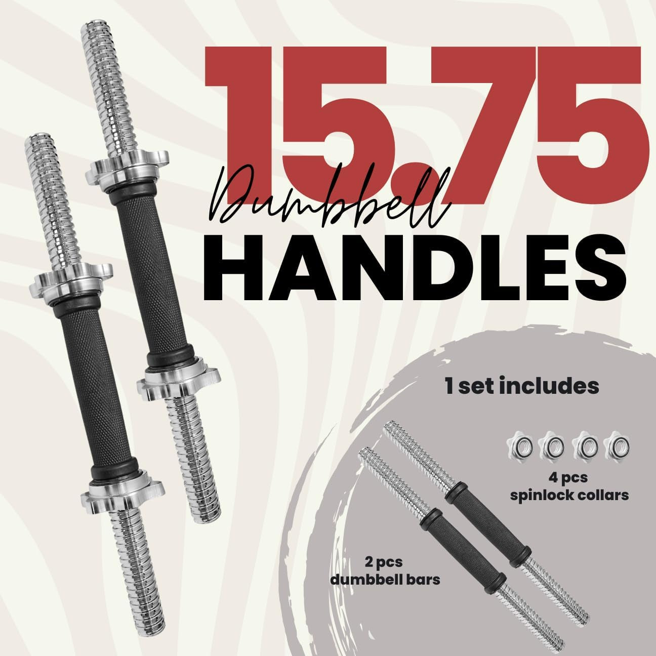 Threaded Dumbbell Handles/Adjustable Dumbbell Bar Handles - Fit 1 Inch Standard Weight Plate - Weightlifting Accessories - Sold in Pair